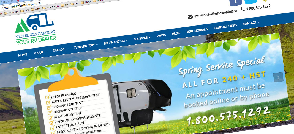 Nickel Belt Camping home page closeup