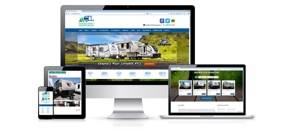 Nickel Belt Camping website seen on multiple devices