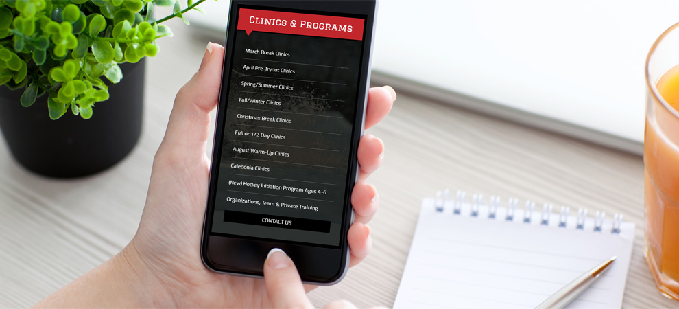 A list of Clinics and programs on a smartphone